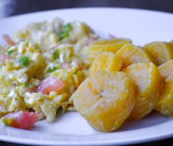 Haitian Cooking Eggs and plantains